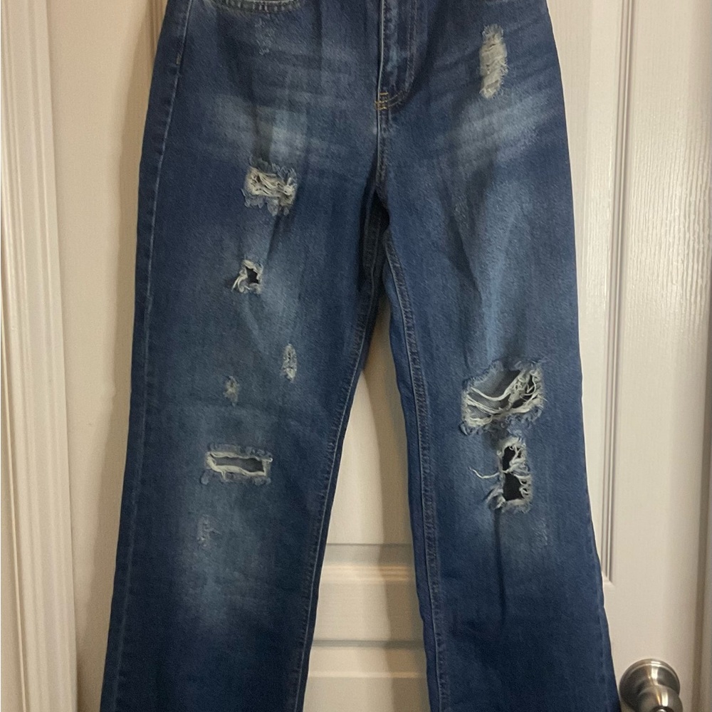 Distressed Blue Jeans